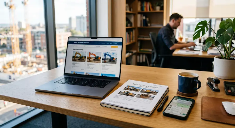 project-3 Digitaler Marketing-Arbeitsplatz für internationalen Maschinenverkauf mit Inspektionsberichten und Online-Inseraten